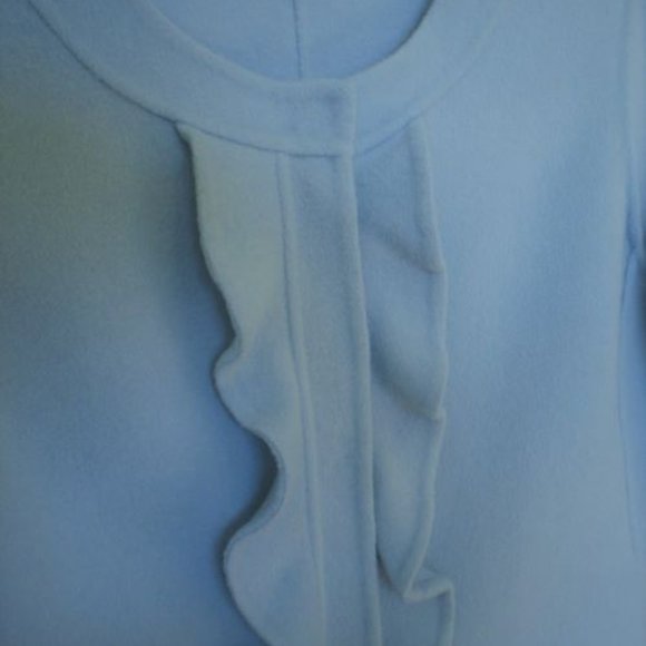 Talbots Wool Jacket Soft Blue Ruffle Front Size 8 - Picture 4 of 5